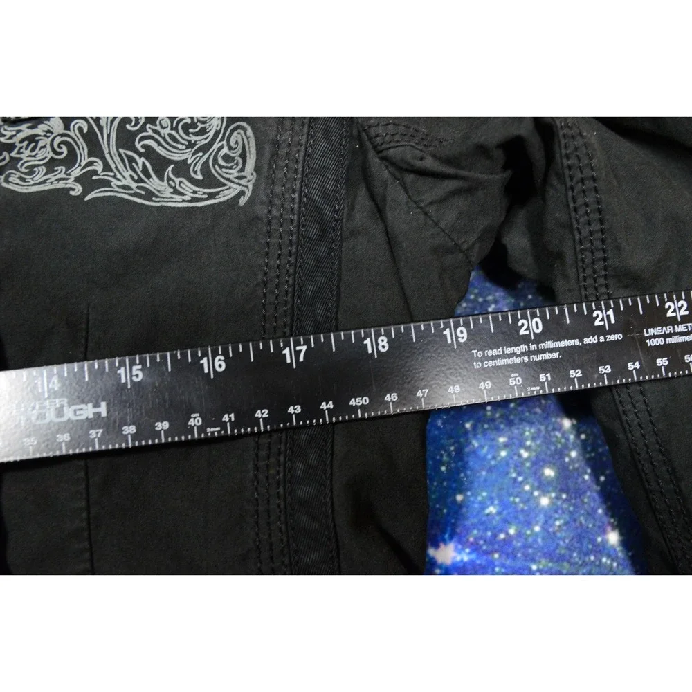 Triple Five Soul Blazer Jacket Medium Black Military Canvas Zip Pockets